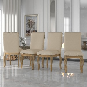 4 Dining chairs Wood Upholstered Fabirc for Dining Room - 1 of 4
