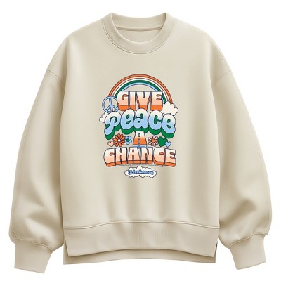 Women's John Lennon Give Peace Chance Oversized Fleece Crew