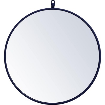 Elegant Lighting Metal frame round mirror with decorative hook 21 inch in Blue