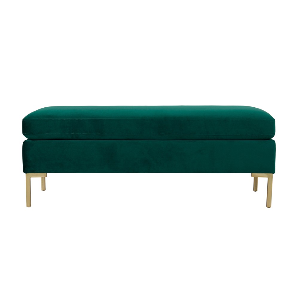 Bedford Large Velvet Decorative Bench with Pillow Top Emerald Green - Homepop was $229.99 now $172.49 (25.0% off)