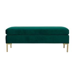Bedford Large Velvet Decorative Bench with Pillow Top Emerald Green - Homepop, Green Green