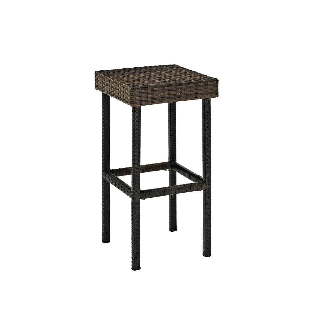 Photos - Garden Furniture Crosley Palm Harbor 2pk Outdoor Wicker Bar Height Stools - Brown  