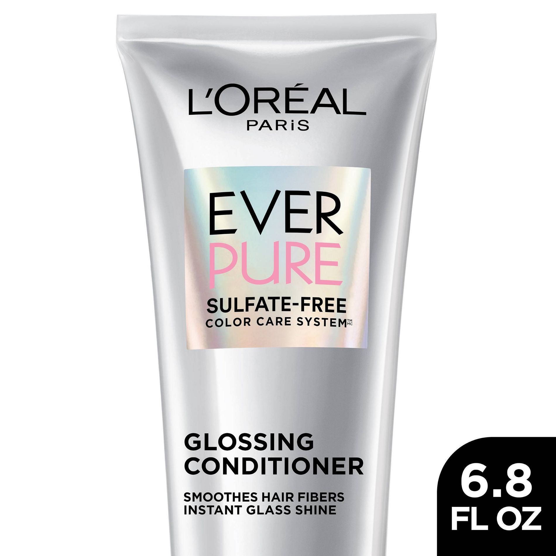 L'Oreal Paris EverPure Sulfate Free Glossing Conditioner with Glycolic Acid - 6.8 fl oz: Shine Enhancing, For All Hair Types, Liquid Form