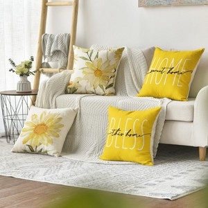 Velvet Home Sweet Home Spring Summer Flowers Yellow Throw Pillow Covers - 1 of 4