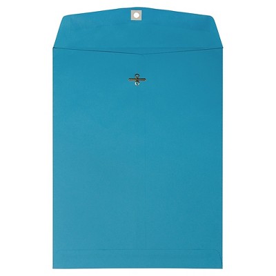 JAM Paper 10x13 Open End Catalog Colored Envelopes w/Clasp Closure Blue Recycle 87493