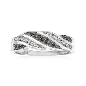 Ross-Simons 0.15 ct. t.w. Black and White Diamond Twist Ring in Sterling Silver - 1 of 4