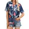 Nlife Womens Button Down Hawaiian Shirts Short Sleeve Floral Print Summer V Neck T-Shirt Casual Summer Beach Blouses Tops - 2 of 4