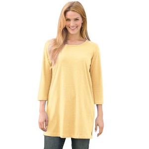 Woman Within Plus Size Perfect Three-Quarter-Sleeve Scoopneck Tunic - 1 of 4