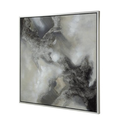 Stormy Skies 40" x 40" Abstract Canvas Wall Art with Silver Frame