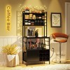 MOEPISY Wine Cabinet with S Shaped Hooks and Wine Bottle Holders Black - 2 of 4