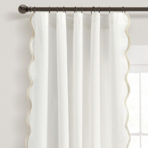Coastal Chic Scallop Edge Window Curtain Panels Neutral/White 52X84 Set - 1 of 4