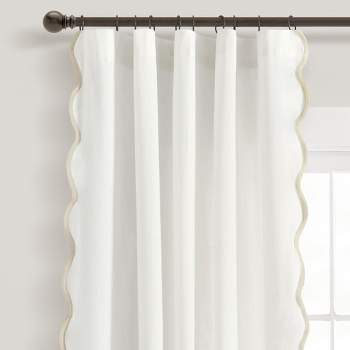 Coastal Chic Scallop Edge Window Curtain Panels Neutral/White 52X84 Set