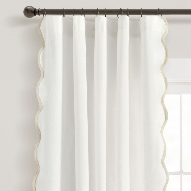 Coastal Chic Scallop Edge Window Curtain Panels Neutral/White 52X84 Set, 1 of 6