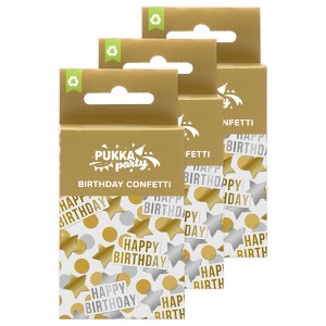 Pukka Party Metallic Gold & Silver Tissue & Card Birthday Confetti, 3 Packs - 1 of 4