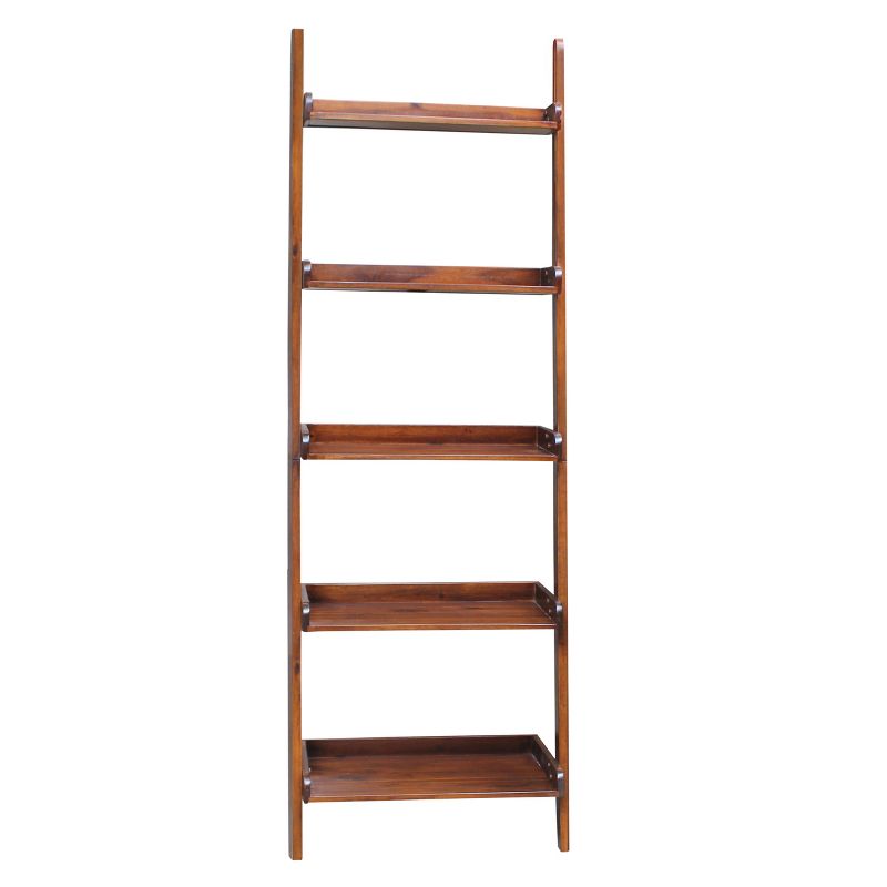 75.5" 5 Tier Solid Wood Leaning Bookshelf - International Concepts, 1 of 10