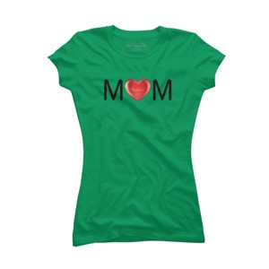 Junior's Design By Humans Mom Heart Love By AmberDawn888 T-Shirt - 1 of 2