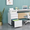 24.41"3 Drawer File Cabinet with Lock, Steel Mobile Filing Cabinet on Anti-tilt Wheels, Rolling Locking Office Cabinets,White - 4 of 4