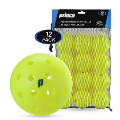 Prince Pickleballs 12-Pack - Durable, High-Performance Balls with 40-Hole Pattern for Outdoor Play