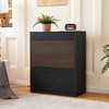 MOEPISY Multifuctional Storage Cabinet, Buffet Sideboard Cabinet with Drawer, Corner Cabinet Black & Walnut - 3 of 4