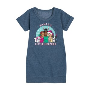 - Barbie - Holidays & Christmas Graphic Short Sleeve Fleece Dress - 1 of 4
