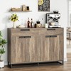 55" Sideboard Buffet Cabinet with Storage, Farmhouse Coffee Bar Cabinet with 4 Doors & 2 Drawers for Living Room, Kitchen, Hallway, Gray - 2 of 4