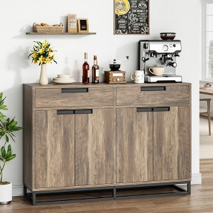 Sideboard Buffet Cabinet, 55" Large Kitchen Accent Modern Storage Cabinet with 2 Drawers and 4 Doors, Coffee Bar for Kitchen, Dining Room - 1 of 4