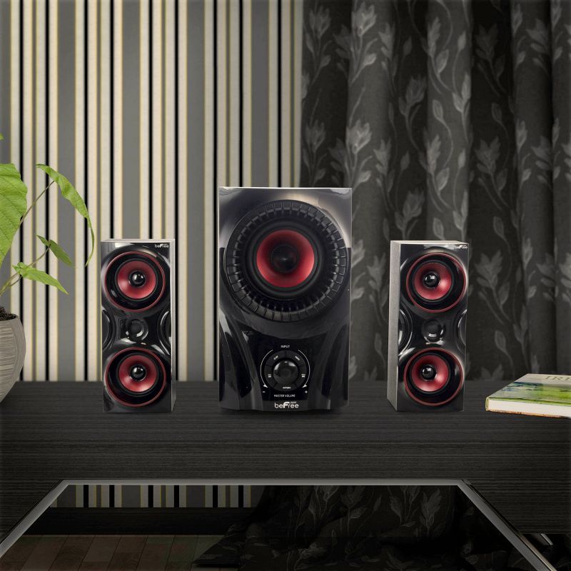 beFree Sound 2.1 Channel Bluetooth Surround Sound Speaker System in Red, 4 of 8