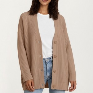 Anna-Kaci Women’s Oversized Rib Knit Button Front Cardigan with Relaxed Drop-Shoulder Silhouette and Soft Textured Feel - 1 of 4