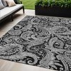 Black Gray And White Paisley Washable Indoor Outdoor Area Rug - 2 of 4