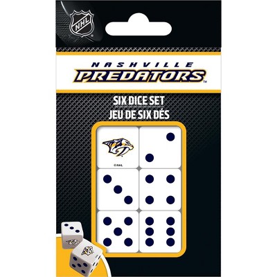 MasterPieces Officially Licensed NHL Nashville Predators - 6 Piece D6 Gaming Dice Set Ages 6 and Up