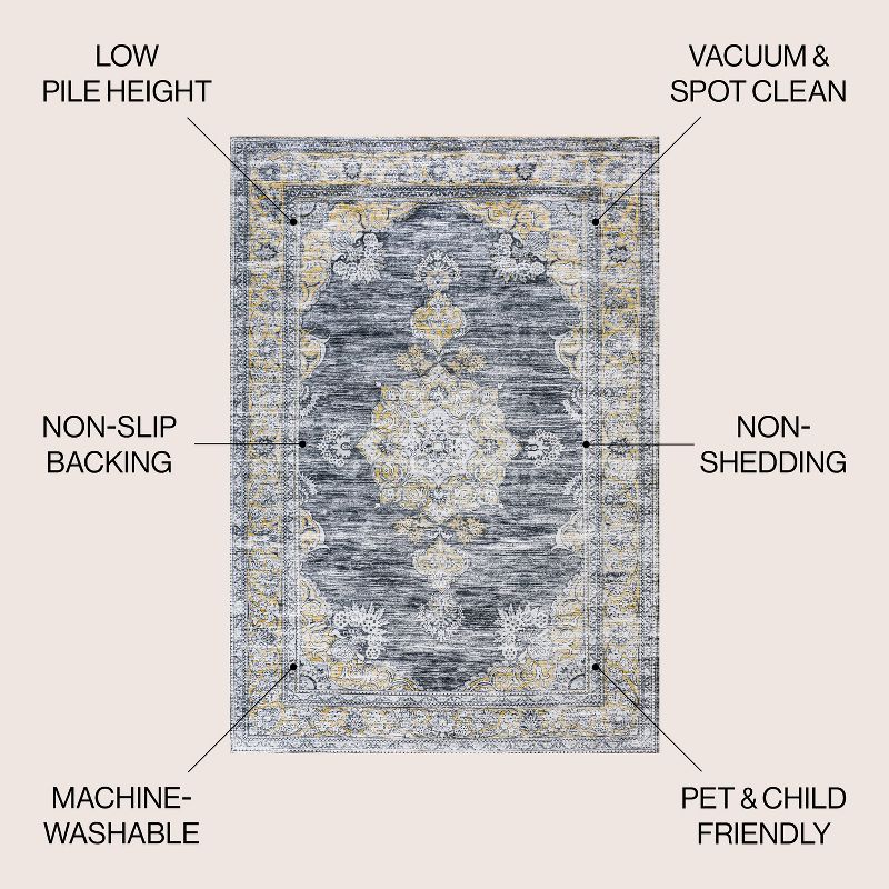 Bausch Bohemian Distressed Chenille Machine-Washable Area Rug -JONATHAN Y, 6 of 13