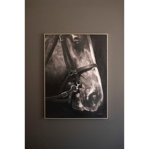 Black and White Horse Portrait Canvas – 48.5" Tall – by Kalalou - 1 of 4