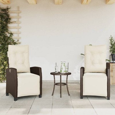Reclining Patio Chairs 2 pcs with Footrest Poly Rattan vidaXL