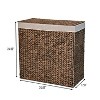 happimess Sawyer 24" Classic Farmhouse Handwoven Hyacinth 2-Section Collapsible Laundry Hamper with Washable Liner, Handles, and Lid - 2 of 4