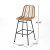 DSVIMOY Counter and Bar Stool Set of 2 Outdoor Wicker Barstools with Durable Design for Patio, Light Brown, 37.75"*22.75"*21.25" - 3 of 4