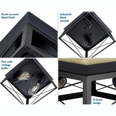 Briarwood Textured Black Farmhouse Flush Mount Ceiling Light 12"