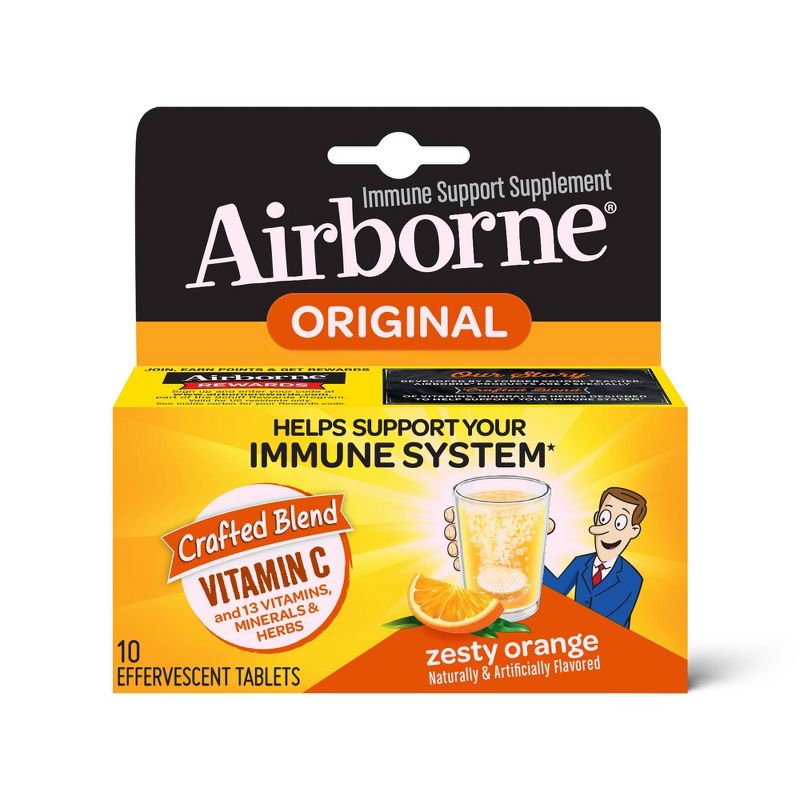 Airborne Immune Support Supplement Dissolving Tablets - Zesty Orange, 1 of 11