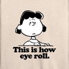 Women's - Peanuts - This Is How Eye Roll Lightweight French Terry Wide Neck Long Sleeve Shirt - 2 of 4