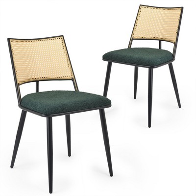 AZL1 Life Concept Dining Sets Set of 2 Modern Chairs, Boucle Upholstered Accent Stool for Dining Room, Kitchen, Living Room, Green, 19.3"*21.3"*31.1"