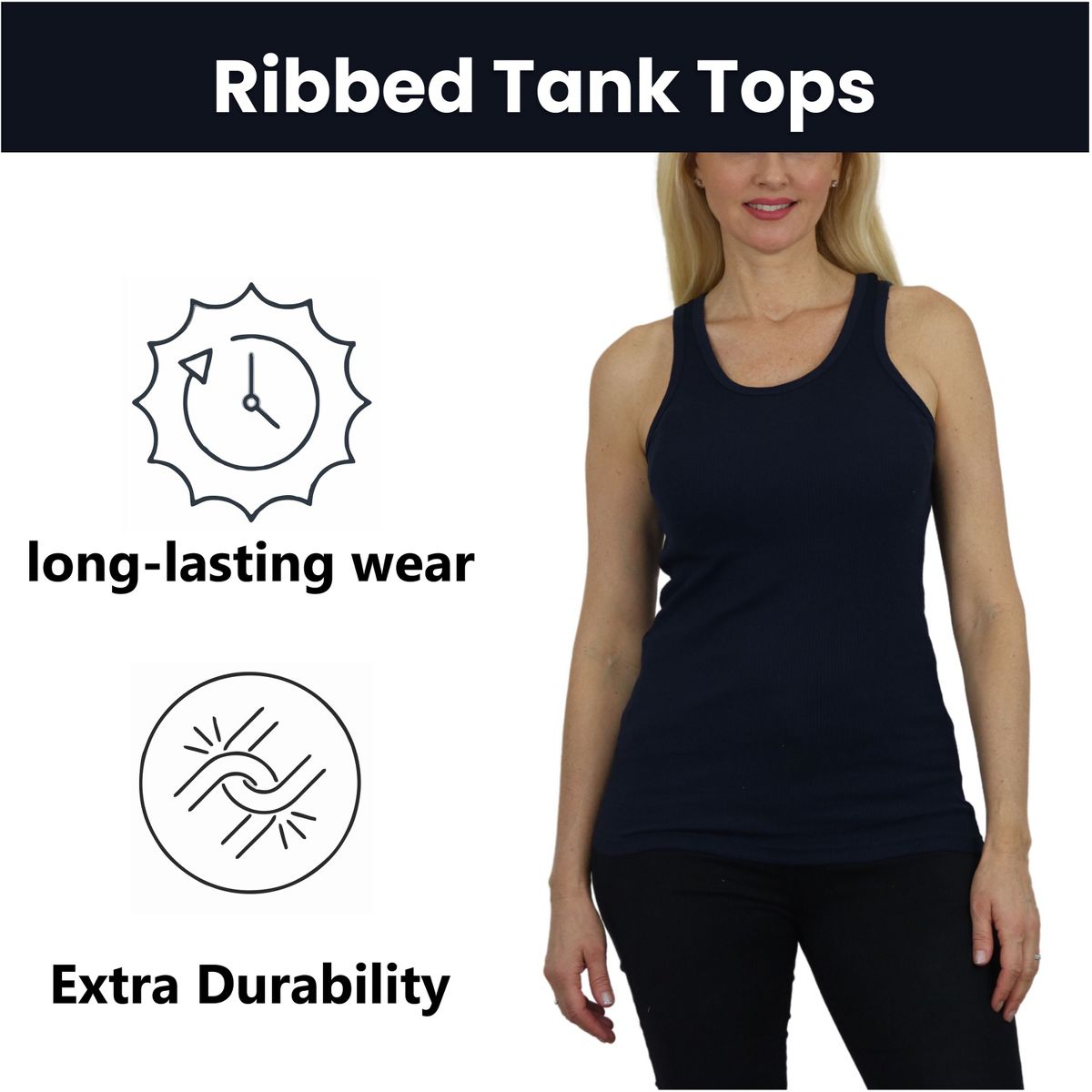 Galaxy By Harvic Women's Loose Fit Ribbed Tank Top - thumbnail 6