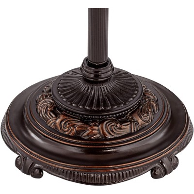 Lush Bronze Tortoise Glass 4-Light Floor Lamp with Bell Shade