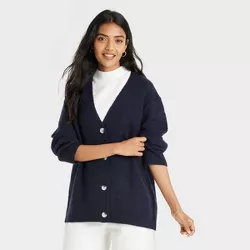 Women's Button-Front Cardigan - A New Day™ Navy Blue M