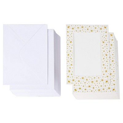 36-Pack Photo Insert Greeting Cards with Envelopes Included, Gold Foil Start Border, Holds 5" x 7" Photos