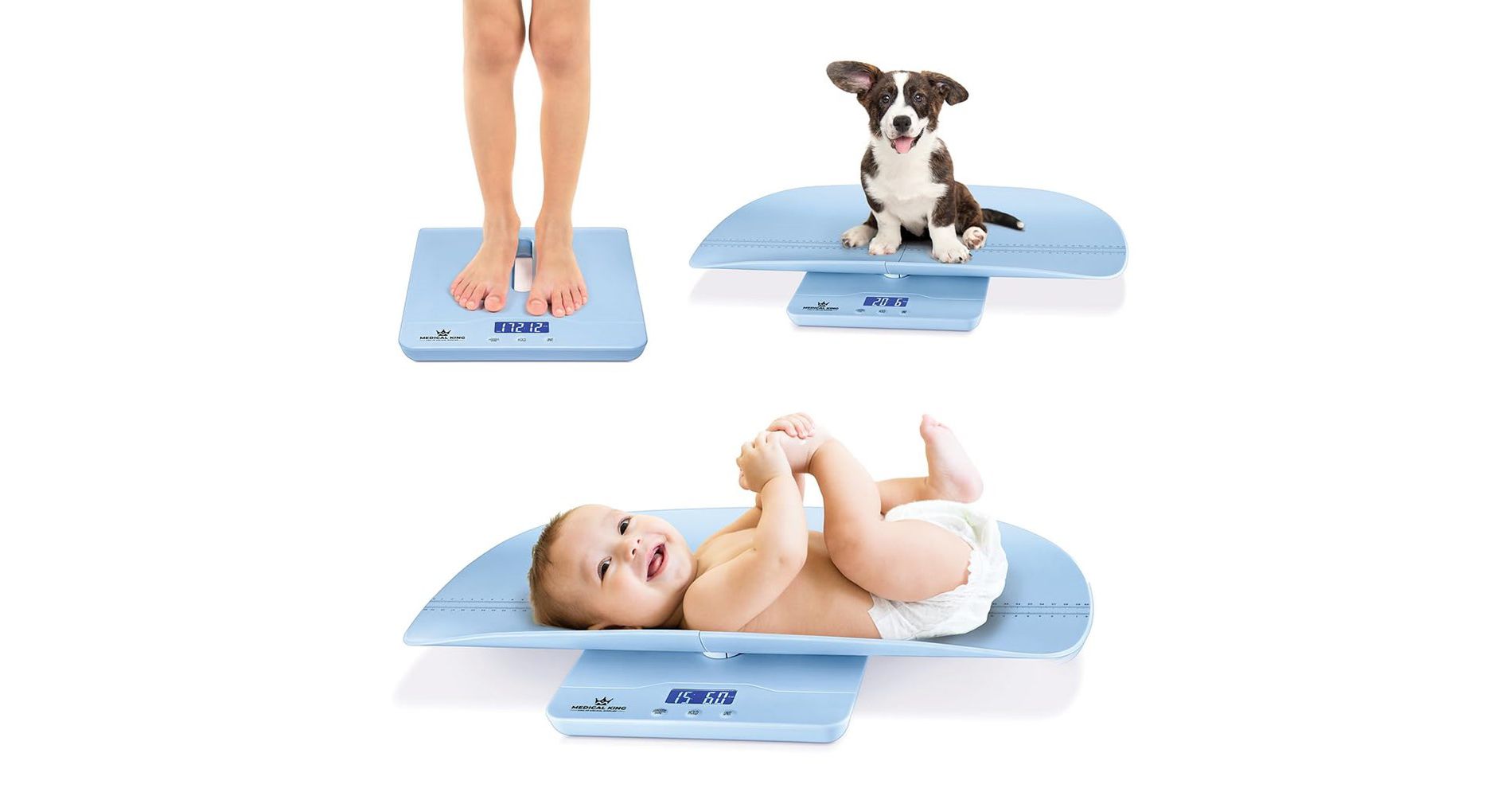Digital Baby Scale - Multifunction Infant Scale, Toddler Scale & Pet Scale with Collapsible Weighing Tray 4 Weighing Modes, 200 lbs Max MedicalKingUsa