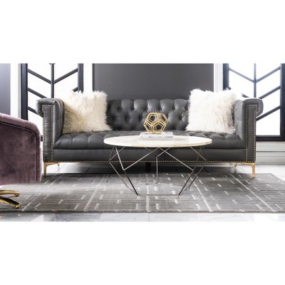Uptown Chic 4' x 6' Geometric Gray Silver Easy-Care Area Rug