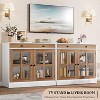 35.4" White Modern Sideboard - Glass Door Buffet Cabinet with Drawer Storage for Dining Room & Kitchen - 3 of 4