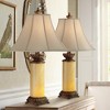 Barnes and Ivy Asian Table Lamps 28.5" Tall Set of 2 Natural Onyx Stone Off White Bell Shade for Living Room Family Bedroom Nightstand - 2 of 4