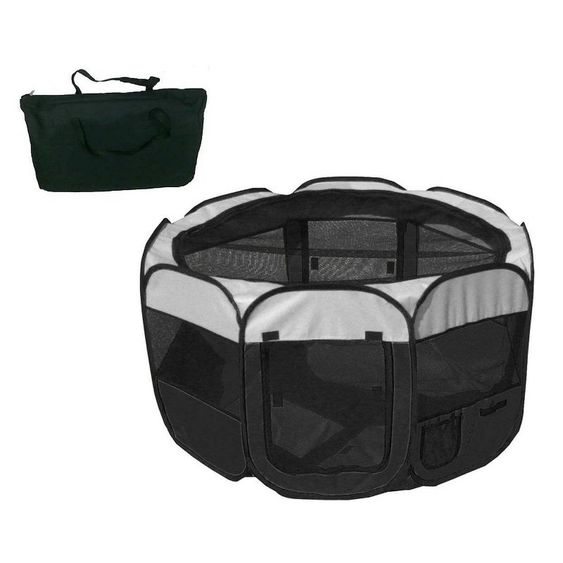 Pet Life All-Terrain Lightweight Easy Folding Wire-Framed Collapsible Travel Dog Playpen - L - Black, 1 of 3