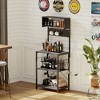 CuisinSmart 4 Tiers Industrial Kitchen Baker Rack with Power Outlet, Freestanding Microwave Oven Stand with Shelves+10 Hooks for Dining Room, Brown - 3 of 4