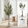Orieon 4.4FT Artificial Olive Tree with Planter – Lifelike Silk Leaves & Fruits, Bendable Stems, Indoor Outdoor Home Office Decor - 2 of 4